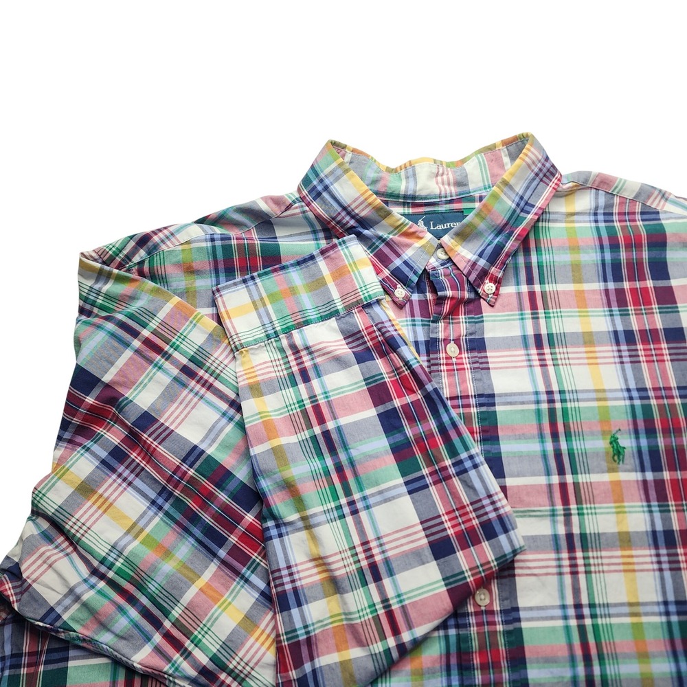 Ralph Lauren Custom Fit Plaid Button‎ Down Shirt Men's XXL Multicolor